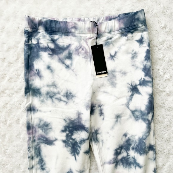 NWT- MONROW Midnight Iris Active Sweatpants Legging Two Tone Crystal Tie Dye - Picture 9 of 16